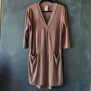 Dolan Left Coast Collection Tan Dress 3/4 Sleeves  Sz S